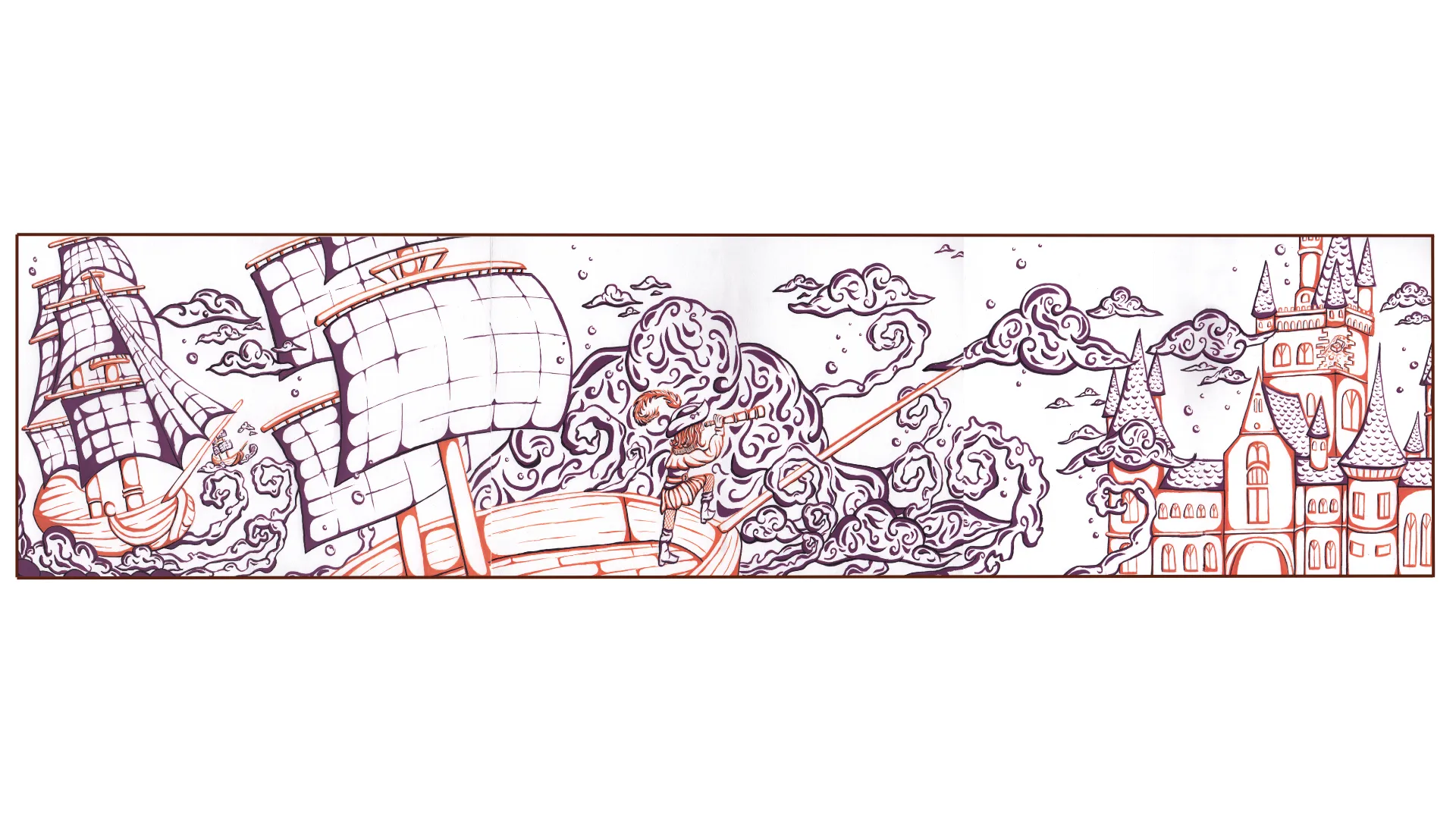 Illustration de fresque Jeunesse sur le thème de la ville onirique par Jeanilia, Jeanne Matton